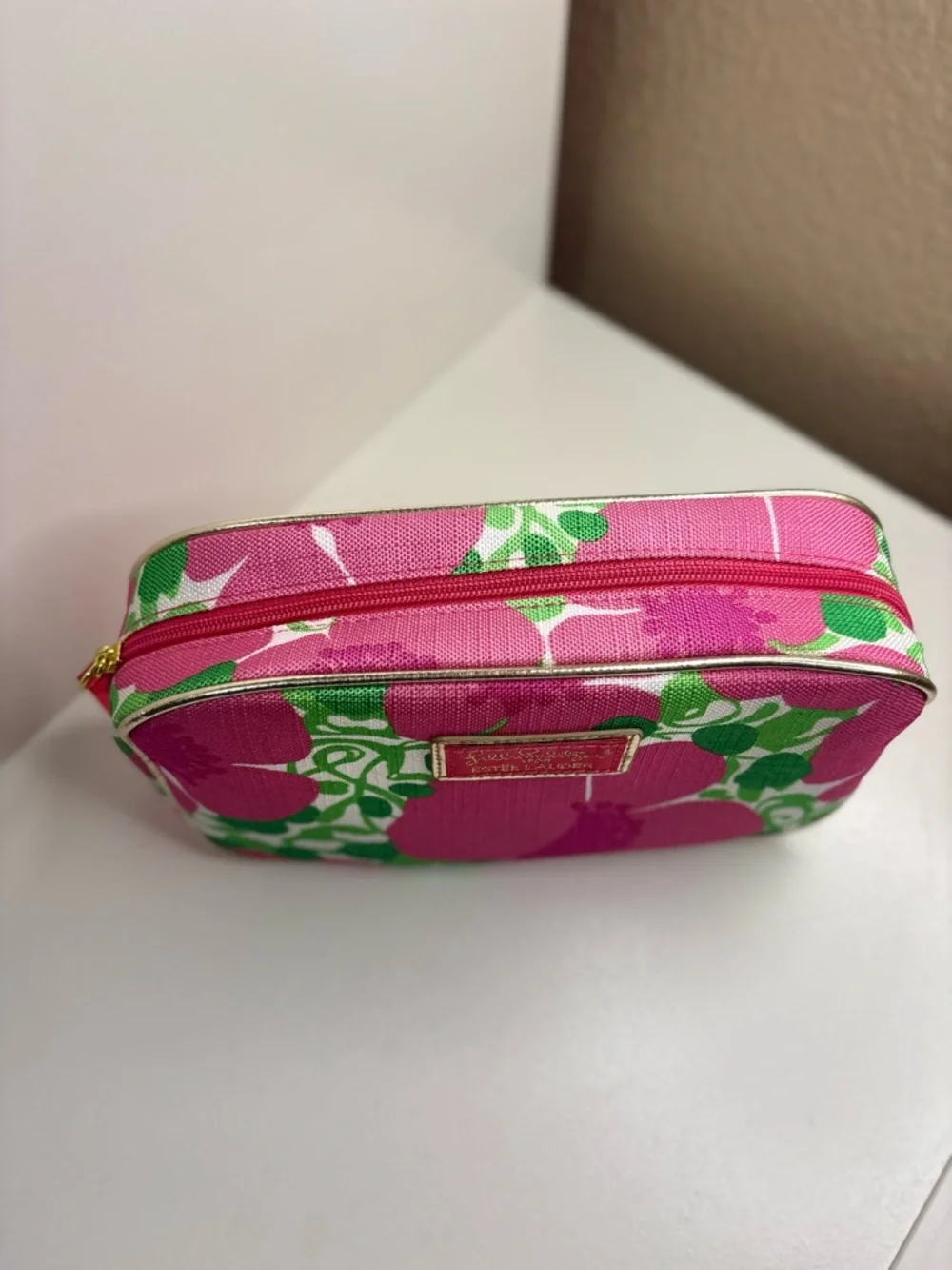 Lilly Pulitzer x Estée Lauder Floral Makeup Bag Pink Green Cosmetic Travel Case